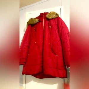 Red plus size winter coat. Very nice coat with hood. No defects